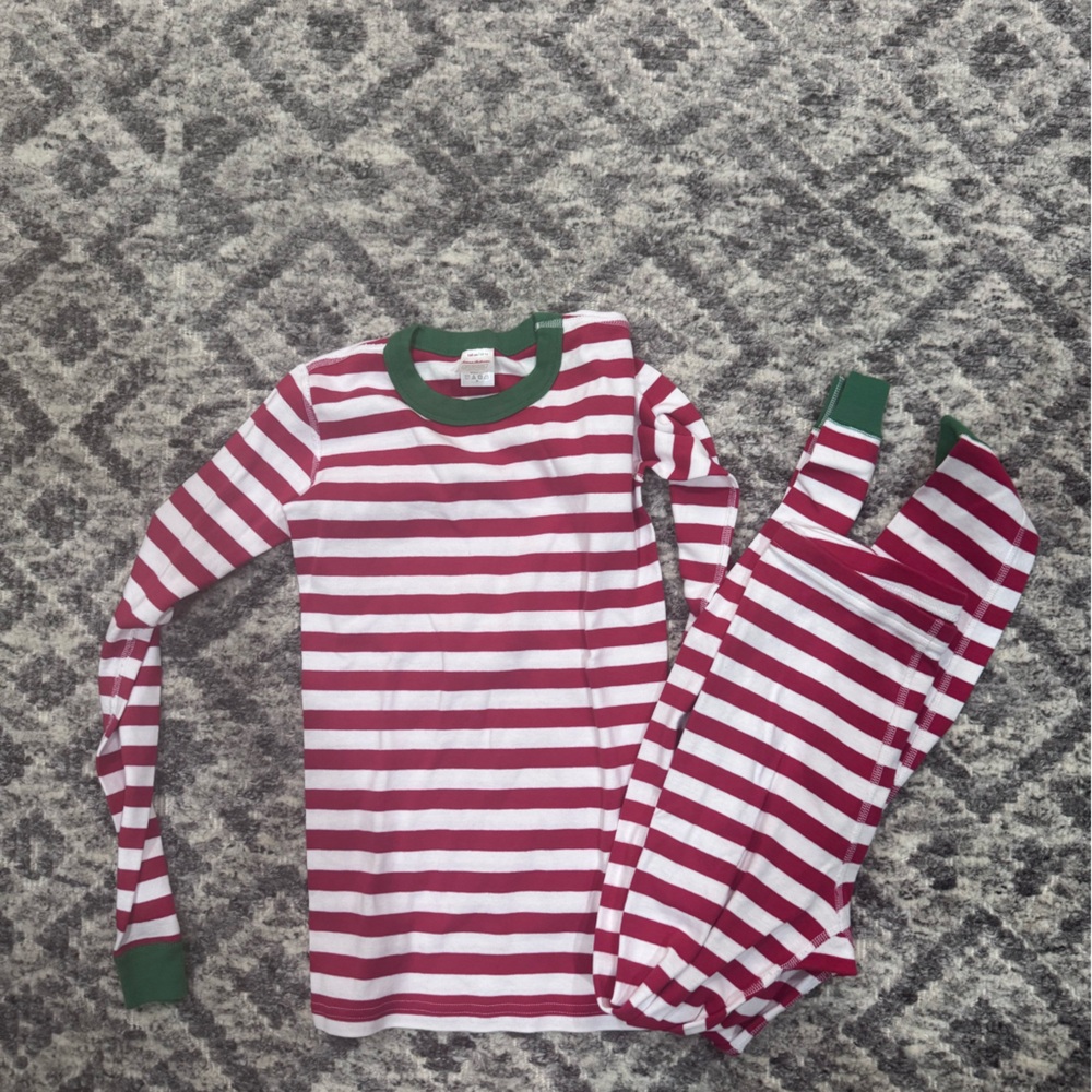 Red and White Striped youth Christmas Hanna andersson Pjs